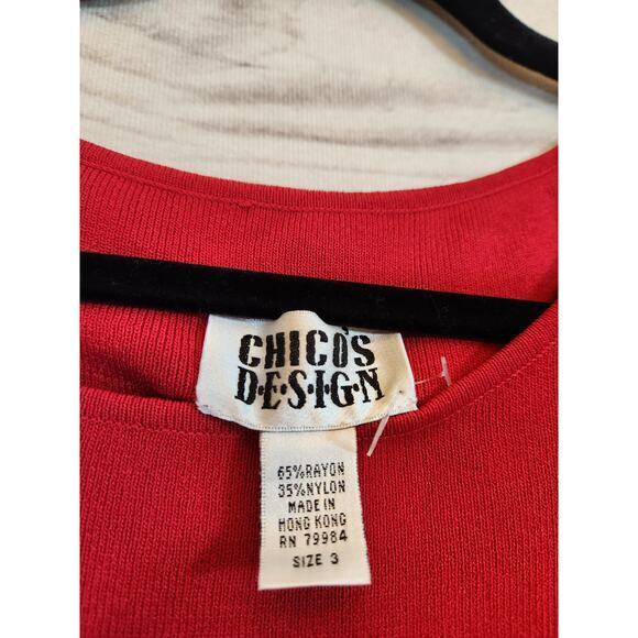 Chico's Design Womens Red Solid Stretch Round Neck Knit Tank Top Blouse‎ XL - Picture 3 of 5
